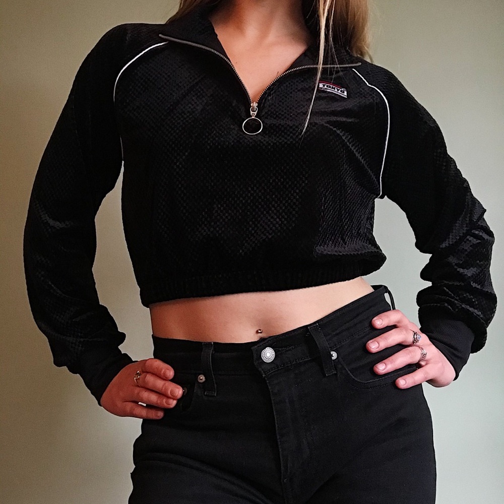 Cropped Velvet Half Zip